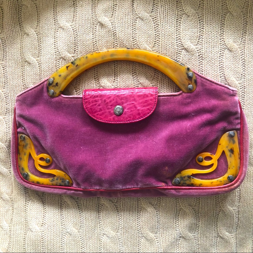 MIU MIU Clutch - Whimsical Purple Velvet Clutch with Tortoise Shell Detailing